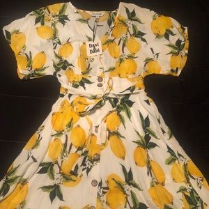 Davi & Dani Lemon Flared Dress